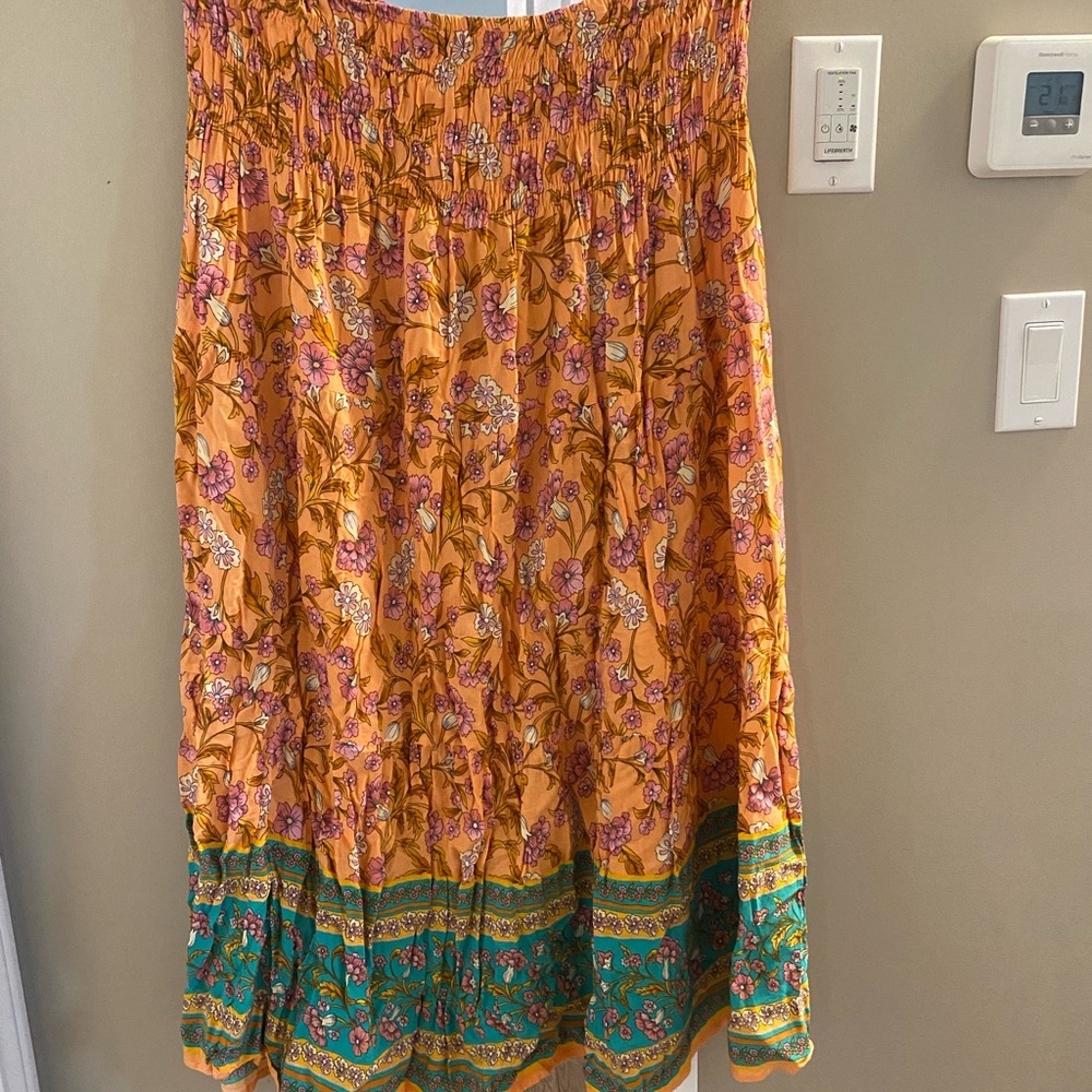 Floral Orange and Green Skirt